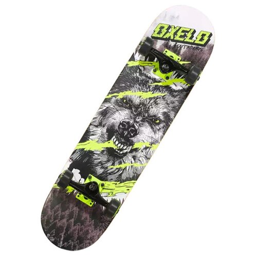 фото Скейтборд oxelo mid 500 wolf, 31x7.75, черный/зеленый