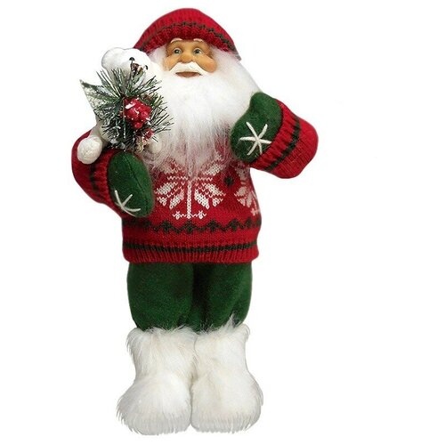 фото Мягкая игрушка "дед мороз в красном свитере с мишкой", 32 см maxitoys