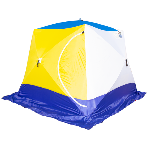 фото Палатка стэк куб 4 (трехслойная) синий/желтый