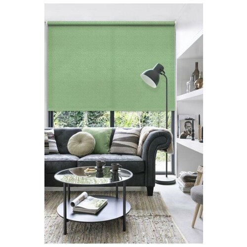 фото Рулонная штора эскар миниролло морзе (зеленый), 48х160 см