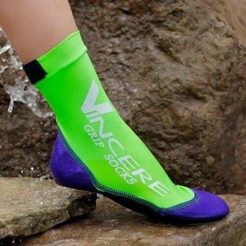 фото (2xs) vincere grip socks lime green носки для пляжного волейбола (липкий лого) зеленый