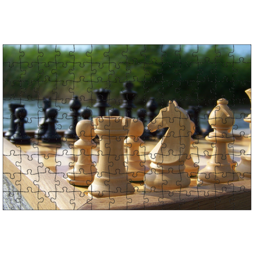 фото Магнитный пазл 27x18см."шахматы, шахматные фигуры, исходное положение" на холодильник lotsprints