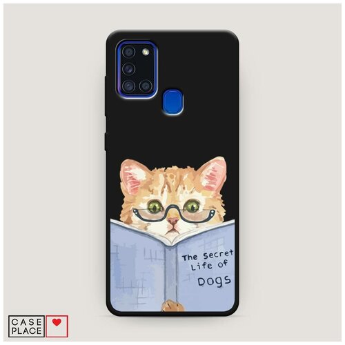 фото Чехол силиконовый матовый samsung galaxy a21s кот читает книгу case place