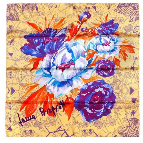 фото Бежевый платок с фиолетовыми цветами laura biagiotti 821180