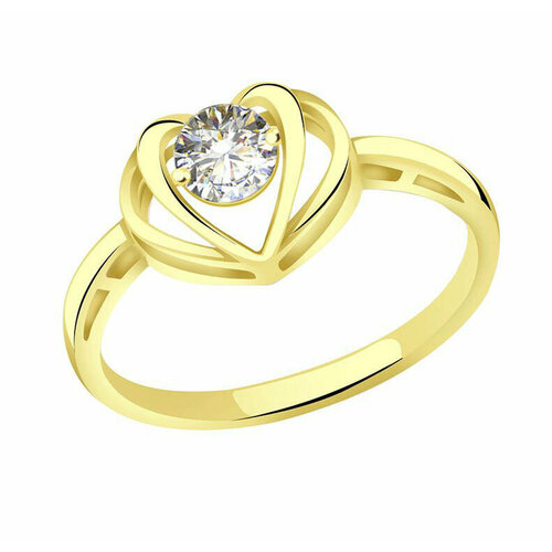 фото Кольцо diamant online, желтое золото, 585 проба, фианит, размер 19