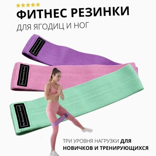 фото Комплект тканевых резинок для фитнеса эспандеры luting fit, 3 шт. markethot