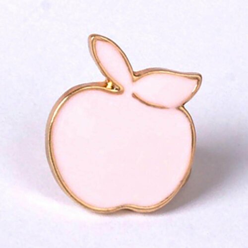 фото Брошь брошь-значок металлическая яблоко розовая эмаль tov-0369 основа золотого цвета с клипсой 20х17 мм, цена за 1 шт. поделки.рф