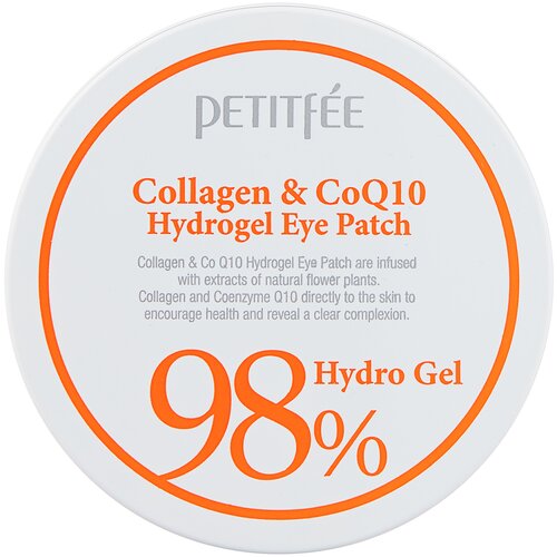 фото Petitfee гидрогелевые патчи для век с морским коллагеном и коэнзимом q10 collagen & coq10 hydrogel eye patch, 60 шт.