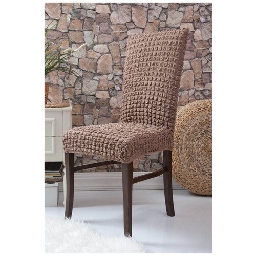 фото Чехол на стул без оборки venera, цвет коричневый, 1 предмет