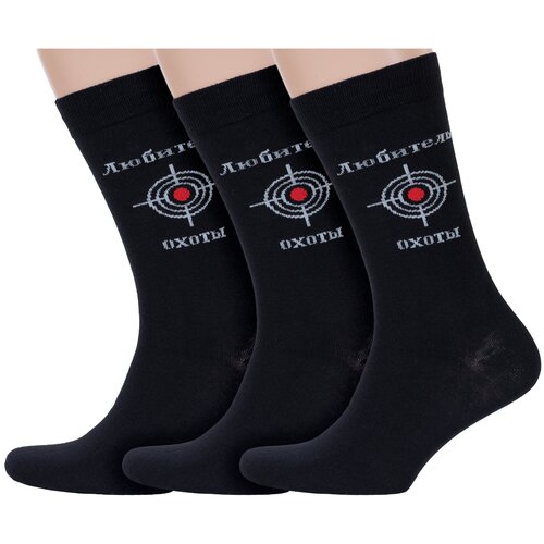 фото Комплект из 3 пар мужских носков красная ветка с-309, черные, размер 27