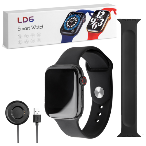 фото Смарт часы ld6 / smart watch / водонепроницаемые / bluetooth / фитнес- трекер / магнитная зарядка / ios / android / черный