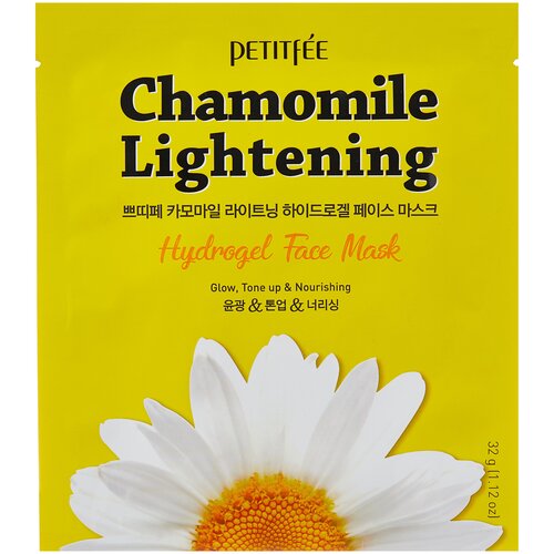 фото Petitfee гидрогелевая маска chamomile lightening с экстрактом ромашки, 32 г