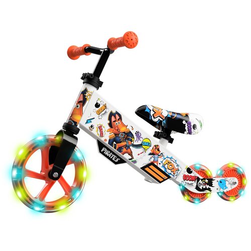 фото Алюминиевый беговел-трансформер для малышей со свет.колесами small rider turbo bike (оранжевый)