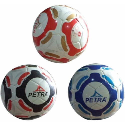 фото Мяч футбольный petra 2013/22abc (микс цветов в транспортной упаковке - по 8 штук каждого цвета, всего - 3 цвета)