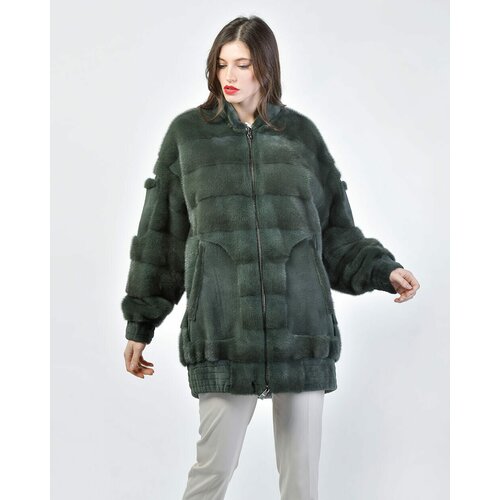 фото Полушубок gianfranco ferre, норка, оверсайз, карманы, размер 42, зеленый