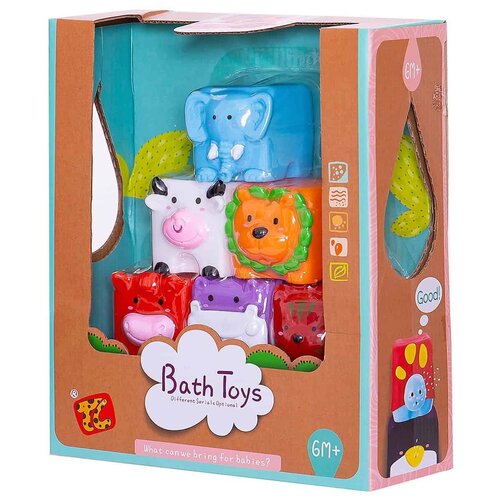 фото Набор игрушек для ванной junfa кубики мягкие мои любимые животные, 21х9х26 см китай