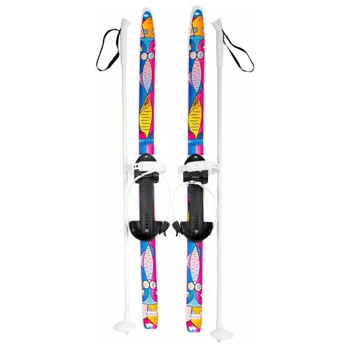 фото Мини лыжи детские беговые "быстрики" с палками для мальчика и девочки, 90 / 90 см цикл