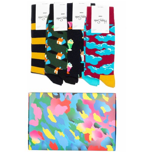 фото Носки happy socks, 4 пары, размер 36-40, красный, желтый, зеленый