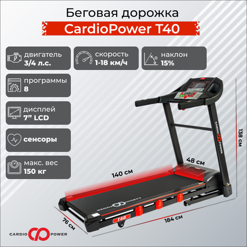 фото Беговая дорожка cardiopower t40 + аэрозольная смазка для беговых дорожек