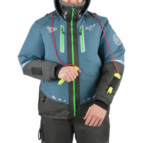 фото Зимний костюм поплавок для рыбалки "rescuer v new -45" от хсн. ткань: hardguard. цвет: бирюза с зелеными молниями. размер: 52-54/176