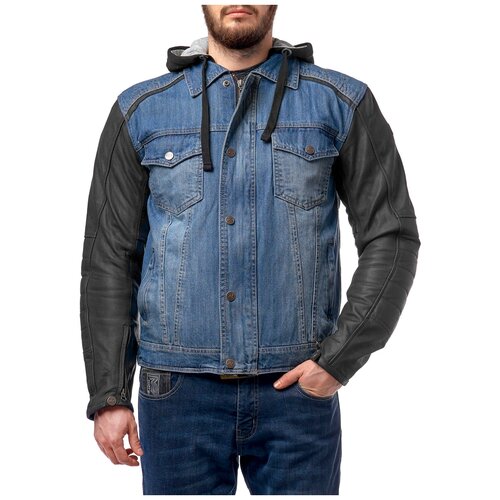 фото Кожаная с текстильными вставками куртка moteq groot синий/черный 2xl (размер производителя)
