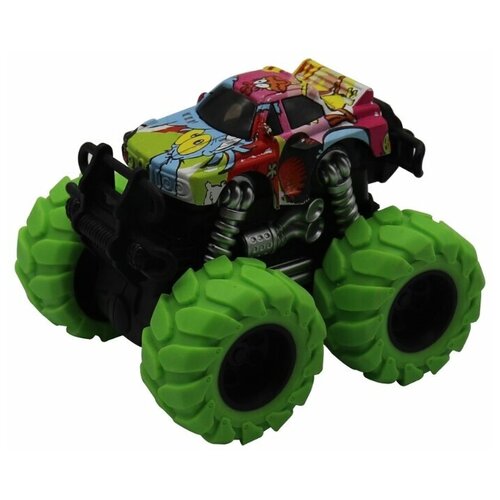 фото Машинка гоночная die-cast, 4*4, фрикционная, двойной реверс, зеленые колеса funky toys ft61041