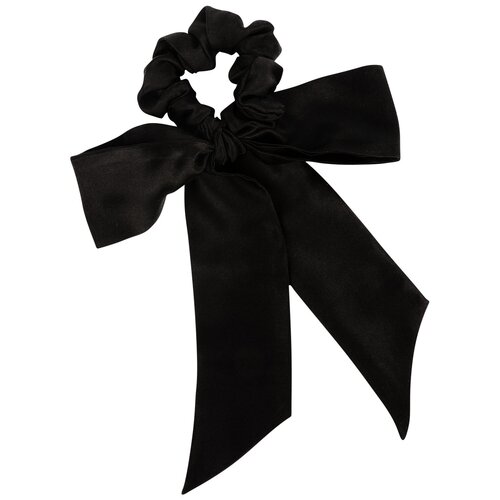 фото Шелковая резинка silk lovers из 100% натурального шелка черная с бантом