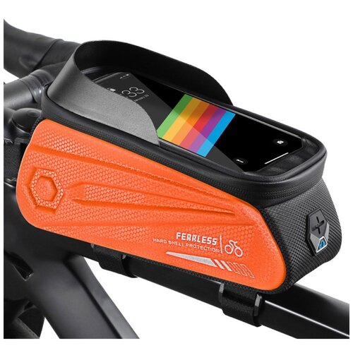 фото Велосипедная водонепроницаемая сумка для телефона west biking с креплением на раму, с доступом к сенсорному экрану до 7 дюймов, оранжевая grand price