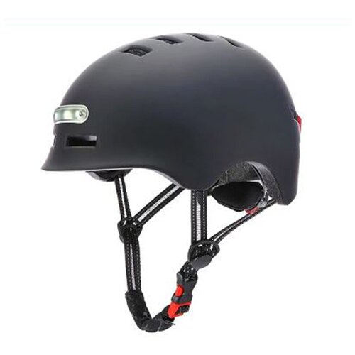 фото Шлем защитный с подсветкой, велосипедный, для скутера, самоката. размер m ( 54–57 см), чёрный s-n
