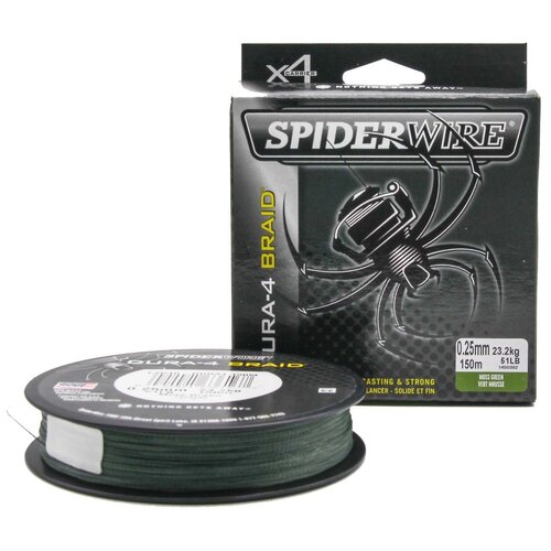 фото "плетеная леска spiderwire dura4 braid темно-зеленая 150m 0,25m mgrn"