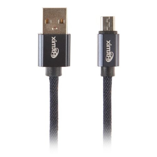 фото Кабель ritmix, micro usb - usb, оплетка из джинсы, 2 а, 1 м, темно-синий 4097920