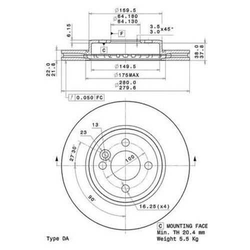 фото Тормозной диск brembo 09.a761.11