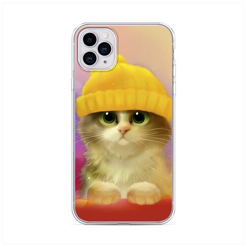 фото Силиконовый чехол "котенок в желтой шапке" на apple iphone 11 pro max / айфон 11 про макс case place