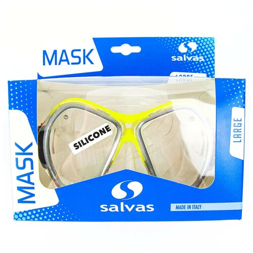 фото Маска для плав. "salvas phoenix mask", р.senior, сереб/жёлт, арт.ca520s2gysth, зак.стекло, силикон