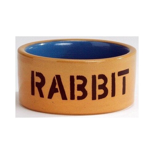 фото Миска для кролика, керамическая, бежево-голубая, 11,5 см beeztees