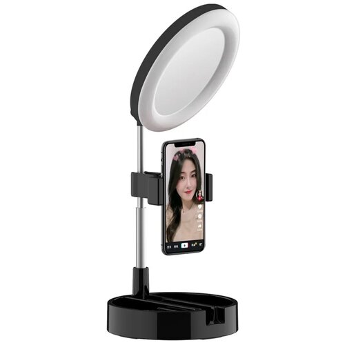 фото Кольцевая лампа с зеркалом / держатель для съемки смартфоном mar appeoionce, black