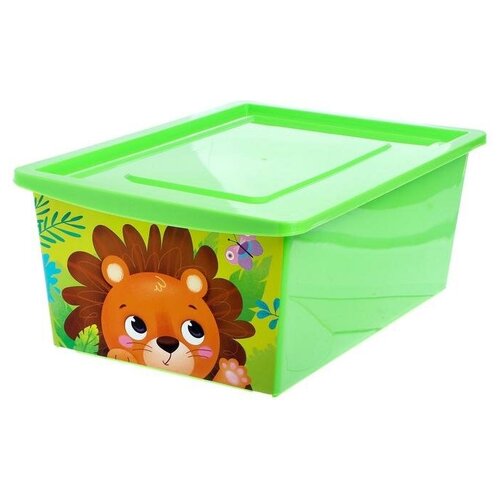 фото Ящик для игрушек, с крышкой, объём 30 л, цвет зелёный mikimarket