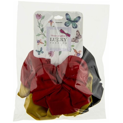 Lukky Fashion резинки текстильные, атлас, 3 шт (черный, желтый, красный)