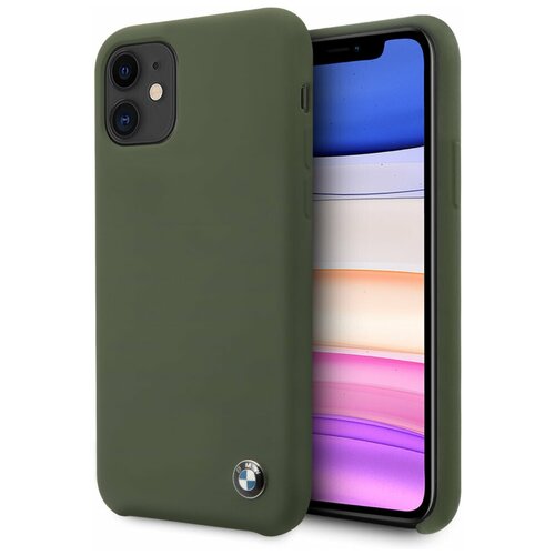 фото Силиконовый чехол-накладка для iphone 11 bmw signature liquid silicone hard, зеленый/midnight green (bmhcn61silmg)