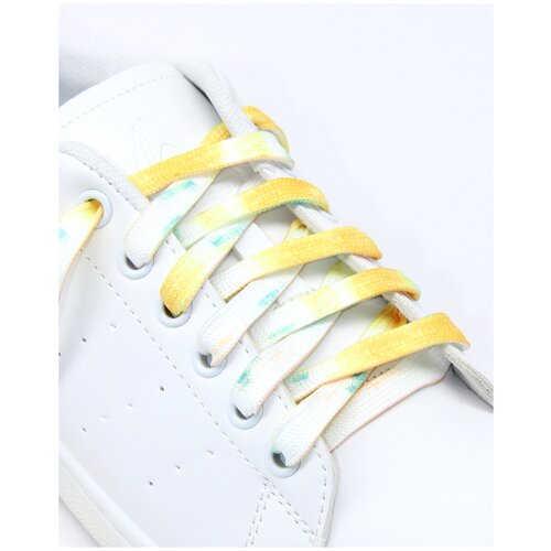 фото Цветные шнурки для обуви, белые с цветными мазками, длиной 120 см нет бренда