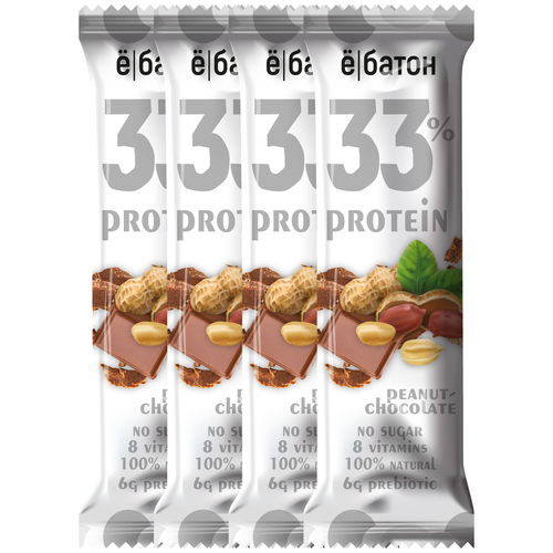 фото Протеиновый батончик ё/батон 33% protein со вкусом арахис шоколад, 45гр*4шт ё|батон