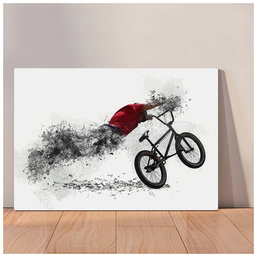 фото Картина горный велосипед, 40x53 см, картина на холсте на деревянном подрамнике с настенным креплением вау холст
