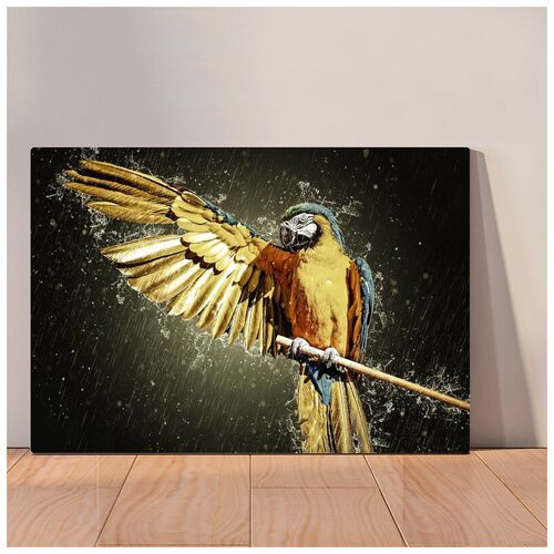 фото Картина крыло попугая, 30x40 см, картина на холсте на деревянном подрамнике с настенным креплением вау холст