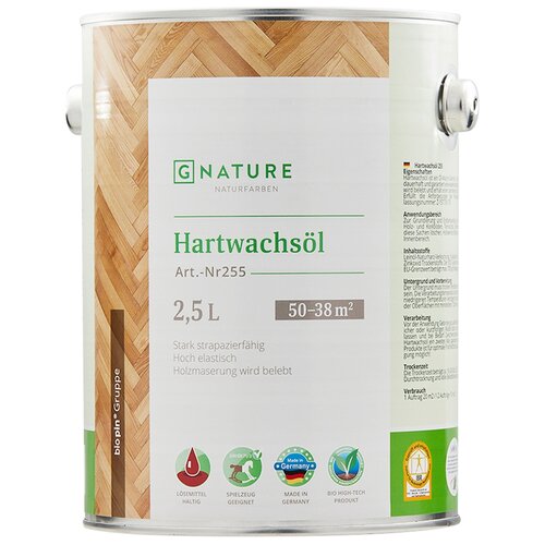 фото Масло-воск gnature 255 hartwachsöl, бесцветное, 2.5 л