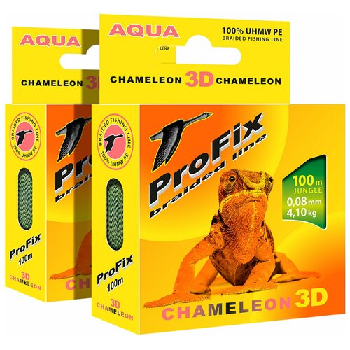 фото Плетеный шнур profix chameleon 3d jungle 0.16mm, набор 2шт. по 100m aqua