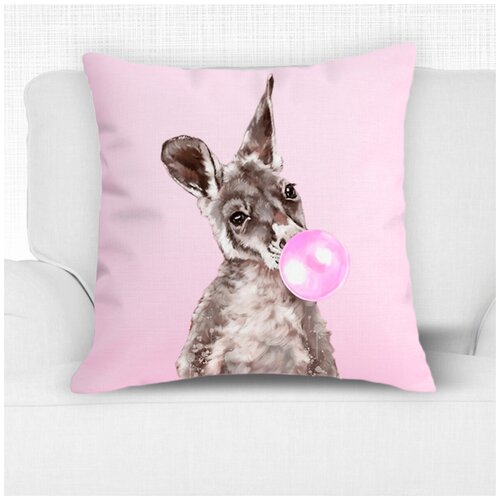 фото Декоративная подушка, льняная наволочка, цвет розовый, 45х45 см, 5 sisters 5s- pillow-214