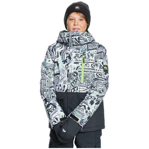фото Куртка сноубордическая детская quiksilver mission block boy's snow jacket black quik archives original (возраст:10)