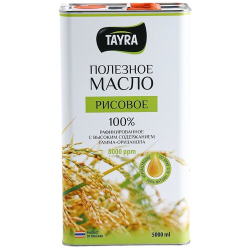 фото Tayra рисовое масло 5 л/ растительное масло / для жарки, фритюра, салатов, консервирования и выпечки/ в жестяной канистре