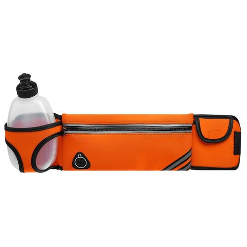 фото Сумка спортивная на пояс 45х9 см с бутылкой 15х8х3 см, 2 кармана, цвет оранжевый 4135232 onlitop