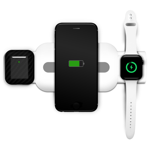фото Беспроводное зарядное устройство для телефона, часов и наушников lyambda lnt5- wt белый